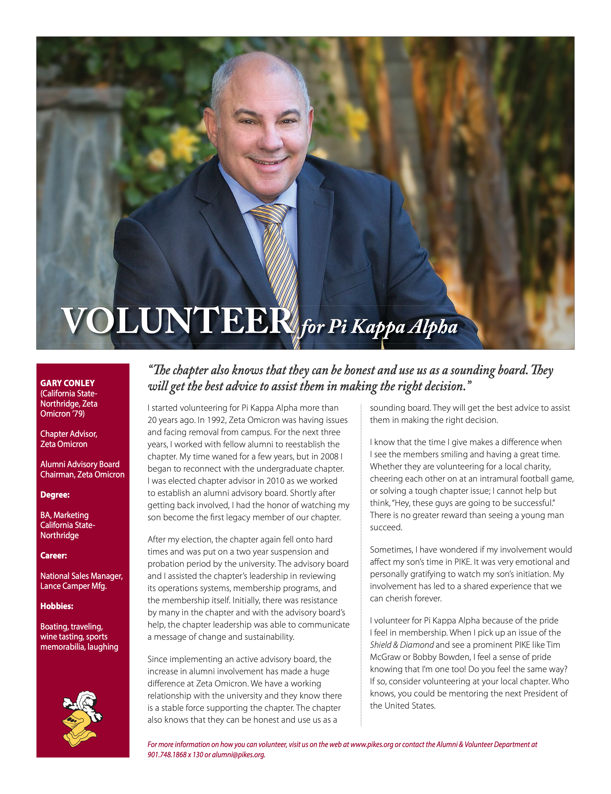 Volunteer for Pi Kappa Alpha, Autumn 2014